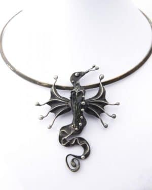 Handmade Tiffany technique Orpheus Moldavite Necklace