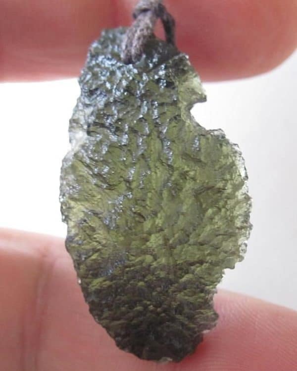 Uncommon Shape Raw Moldavite Pendant with Certificate of Authenticity (8.2grams)