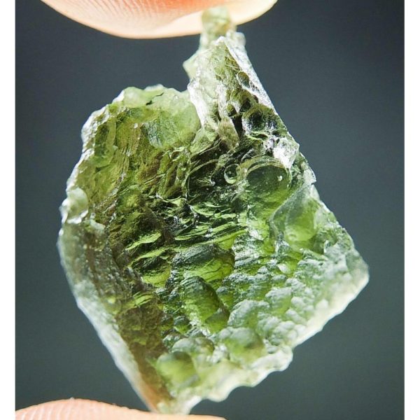 Shiny Bottle Green Moldavite With Two Kinds Of Sculpture (2.88grams) 1