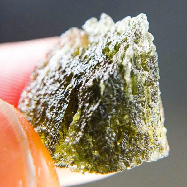 Brown Green Moldavite With Two Kinds Of Sculpture (2.62grams) 1