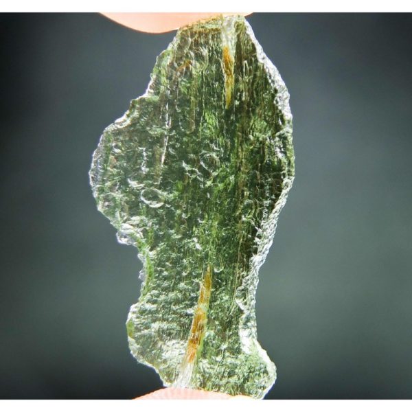 Naturally Thin Glossy Moldavite With Open Bubble (3.48grams) 1