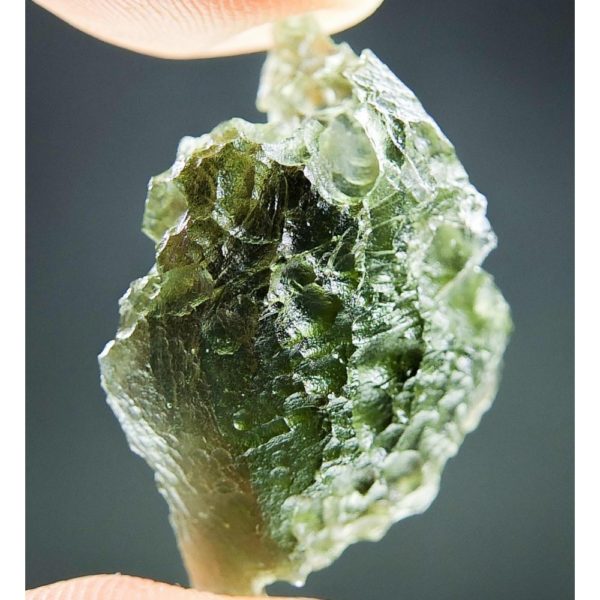 Shiny Bottle Green Moldavite With Two Kinds Of Sculpture (2.88grams) 2