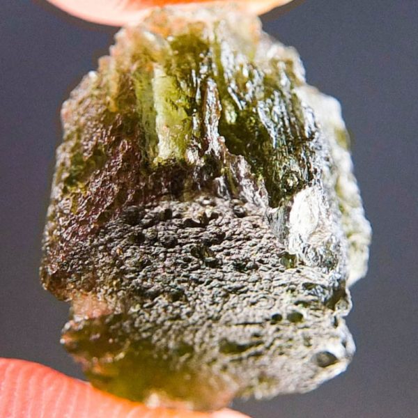 Brown Green Moldavite With Two Kinds Of Sculpture (2.62grams) 3