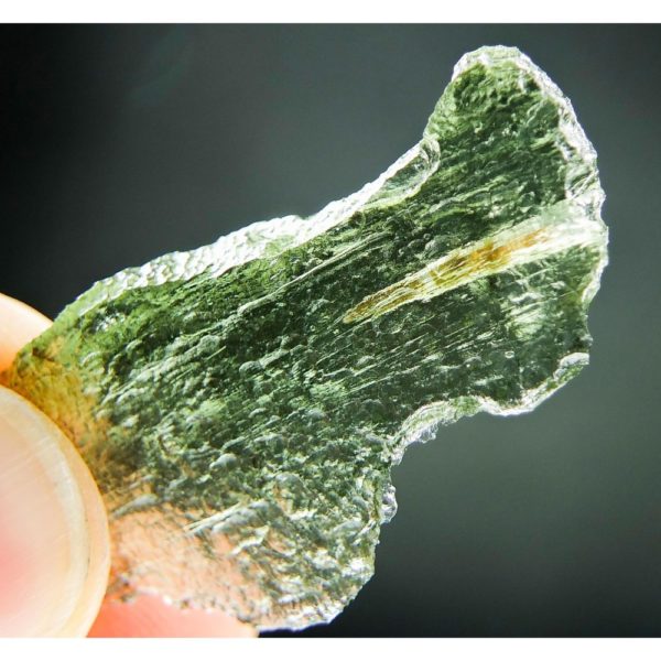 Naturally Thin Glossy Moldavite With Open Bubble (3.48grams) 4
