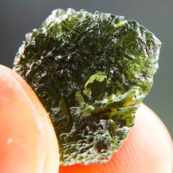 Shiny Moldavite With Two Kinds Of Sculpture (3.36grams) 4