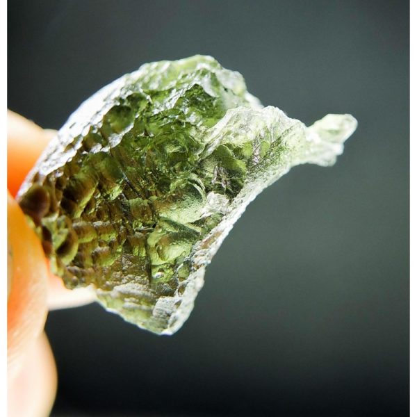 Shiny Bottle Green Moldavite With Two Kinds Of Sculpture (2.88grams) 5