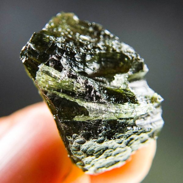 Shiny Moldavite With Channel And Open Bubble (5.31grams) 5
