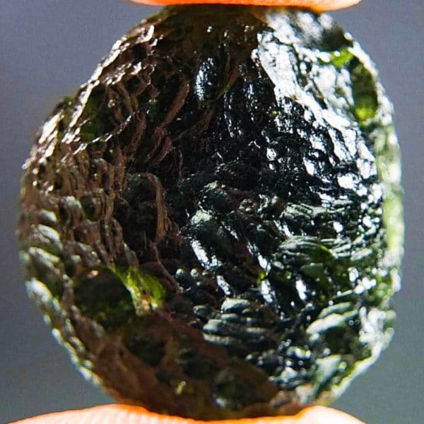 Glossy Boulder Shape Dark Moldavite With Certificate Of Authenticity (5.44grams) 1