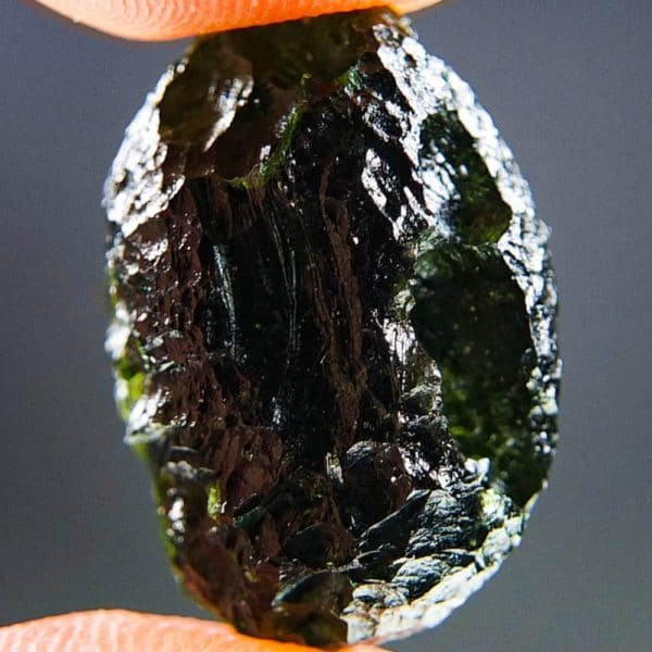 Glossy Boulder Shape Dark Moldavite With Certificate Of Authenticity (5.44grams) 3