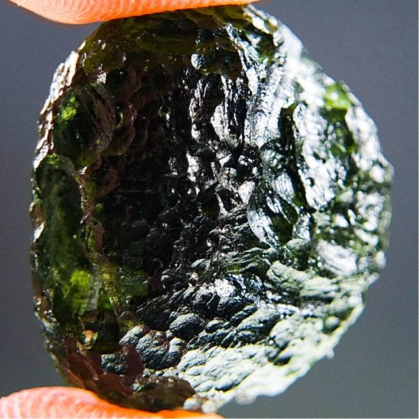 Glossy Boulder Shape Dark Moldavite With Certificate Of Authenticity (5.44grams) 4