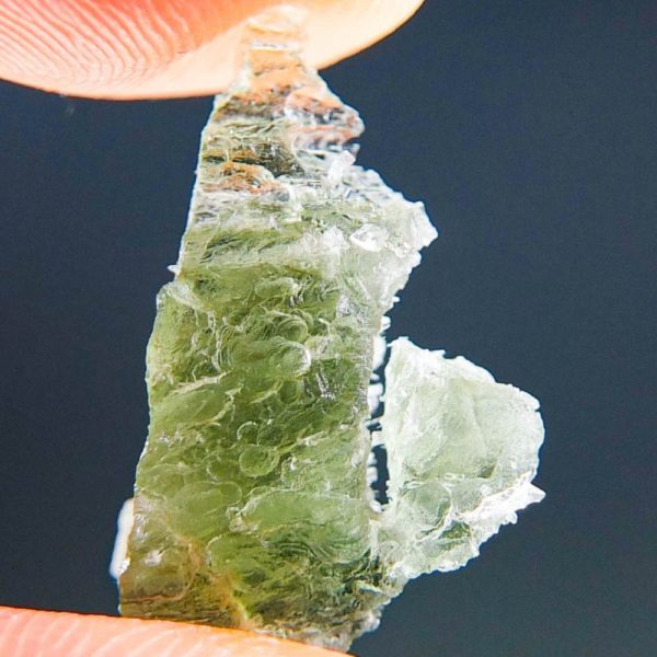 rare bottle green moldavite with lechatelierite needles (0.98grams) 1