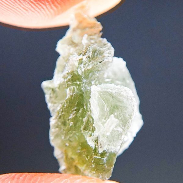 rare bottle green moldavite with lechatelierite needles (0.98grams) 2