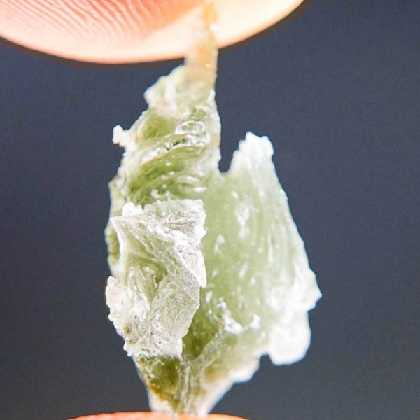 rare bottle green moldavite with lechatelierite needles (0.98grams) 3