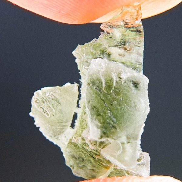 rare bottle green moldavite with lechatelierite needles (0.98grams) 4