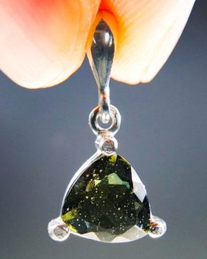 Private: Amazing Triangle Shaped Faceted Moldavite Pendant with Certificate of Authenticity (1.45grams)