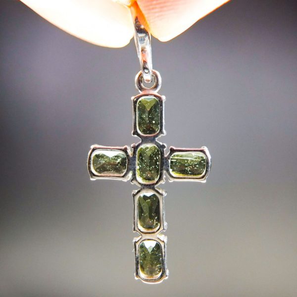 magnificent cross moldavite with silver pendant (2.5grams) 4