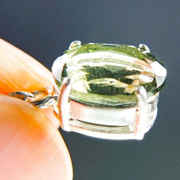 oval shape faceted moldavite in silver pendant (1.45grams) 5