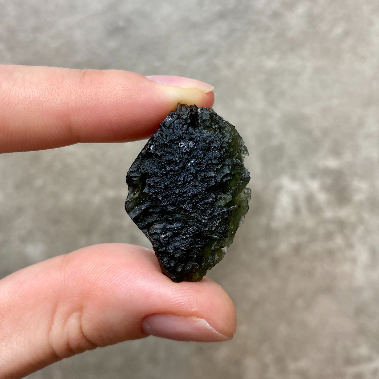 Czech Republic 2.6 grams Raw Moldavite Tektite With Frosty Mineral Deposits  Chlum