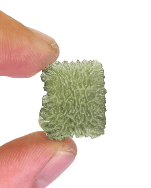 elegant bended square shaped raw hedgehog moldavite from maly chlum (2.67 gr)